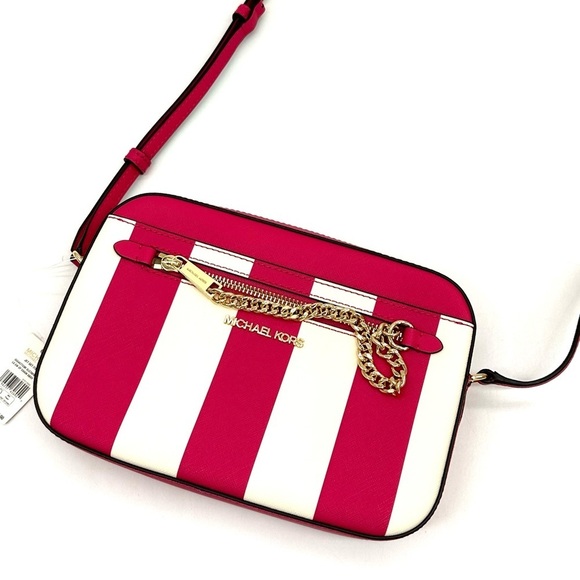 Michael Kors Large EW Zip Chain Xbody Crossbody Bag Electric Pink Multi - Picture 2 of 10